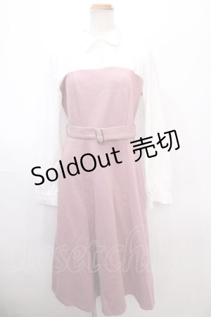 画像: axes femme / ドッキングワンピース  白×ピンク Y-25-01-22-145-AX-OP-SZ-ZI