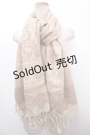 画像: axes femme / ローズジャガードストール  ベージュｘピンク Y-25-01-22-026-AX-ZA-AS-ZT301
