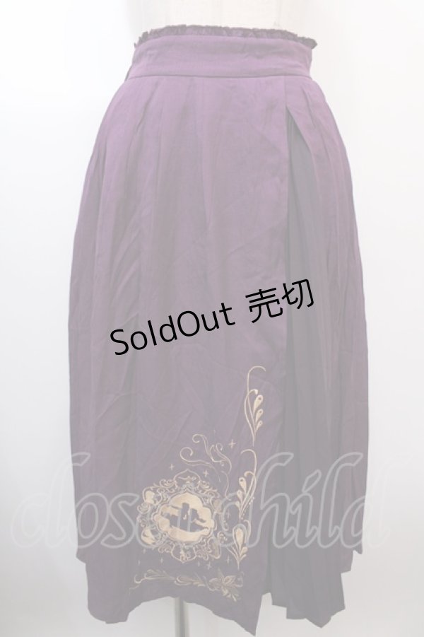 画像1: axes femme / アラジン刺繍ミディスカート  パープル Y-25-01-23-059-AX-SK-SZ-ZT174 (1)