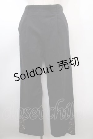 画像: axes femme / 裾刺繍ストレートパンツ  紺 Y-25-01-23-065-AX-PA-AS-ZY