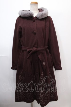 画像: axes femme / パネル刺繍Ａラインコート L ワイン Y-25-01-30-086-AX-CO-SZ-ZT-C028