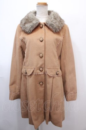 画像: axes femme / ファー襟コート L キャメル Y-25-01-30-091-AX-CO-SZ-ZT-C037