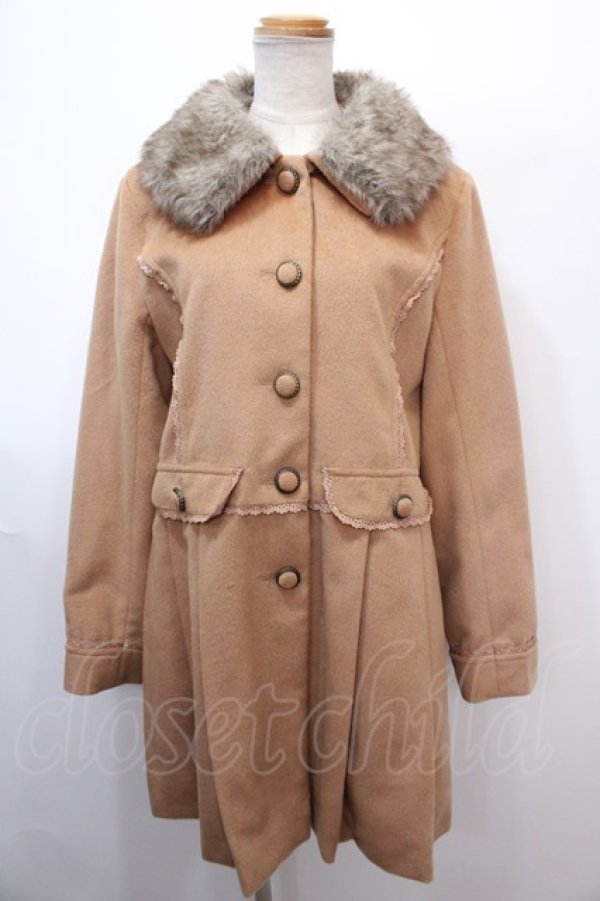 画像1: axes femme / ファー襟コート L キャメル Y-25-01-30-091-AX-CO-SZ-ZT-C037 (1)