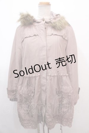 画像: axes femme / ライナー付きフリルモッズコート  ピンク Y-25-01-30-105-AX-CO-AS-ZY