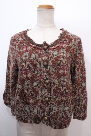 画像: axes femme / アラベスク風ニットカーディガン M ベージュ Y-25-01-30-123-AX-TO-SZ-ZT283