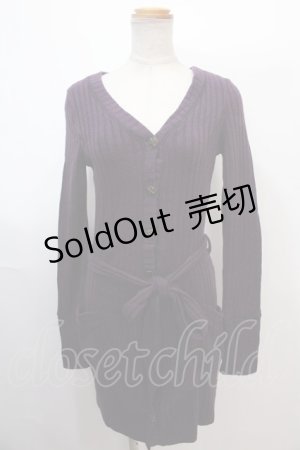 画像: Ozz Croce / ドクロ刺繍ニットロングカーディガン  紫 Y-25-01-30-133-OO-TO-SZ-ZT425
