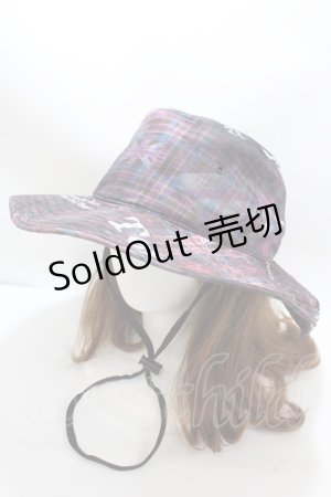 画像: HN+nois / 英字プリントチェックハット  パープル Y-25-01-30-022-HN-AC-SZ-ZY