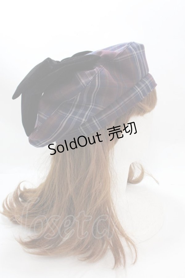 画像3: axes femme / タータンチェックリボンベレー 280×55mm 紺 Y-25-01-30-026-AX-AC-SZ-ZT-K009 (3)