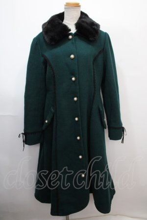 画像: axes femme / ファー襟フィッシュテールコート L グリーン Y-25-01-30-204-AX-CO-SZ-ZT-C017