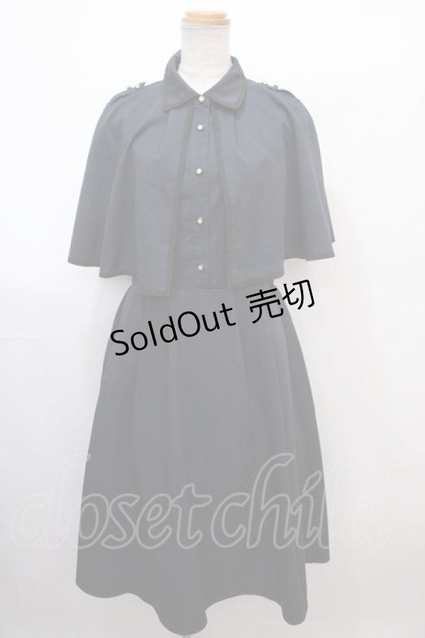 画像1: axes femme POETIQUE / ケープトレンチデザインワンピース M 紺 Y-25-02-03-102-AX-OP-SZ-ZH (1)