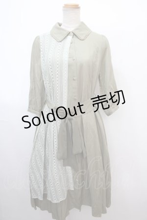 画像: axes femme POETIQUE / スカーフ×レジメシャツワンピース M グリーン Y-25-02-03-103-AX-OP-SZ-OS