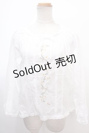 画像: PINK HOUSE / 花刺繍ブラウス  白 Y-25-02-03-012-LO-BL-SZ-ZY