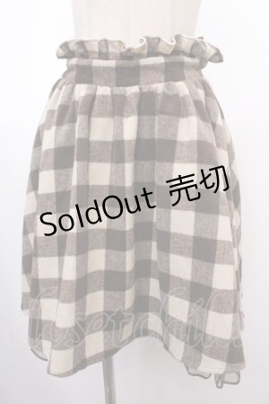 画像: 【SALE】Ank Rouge / チェック柄ウールスカート  茶 Y-25-02-03-135-CA-SK-SZ-ZT234