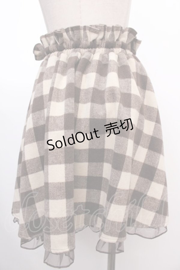 画像2: 【SALE】Ank Rouge / チェック柄ウールスカート  茶 Y-25-02-03-135-CA-SK-SZ-ZT234 (2)