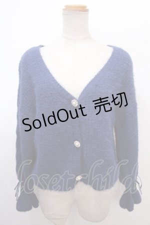 画像: 【SALE】axes femme POETIQUE / ビジューボタン使いカーディガン M 紺 Y-25-02-03-021-AX-TO-SZ-ZT306
