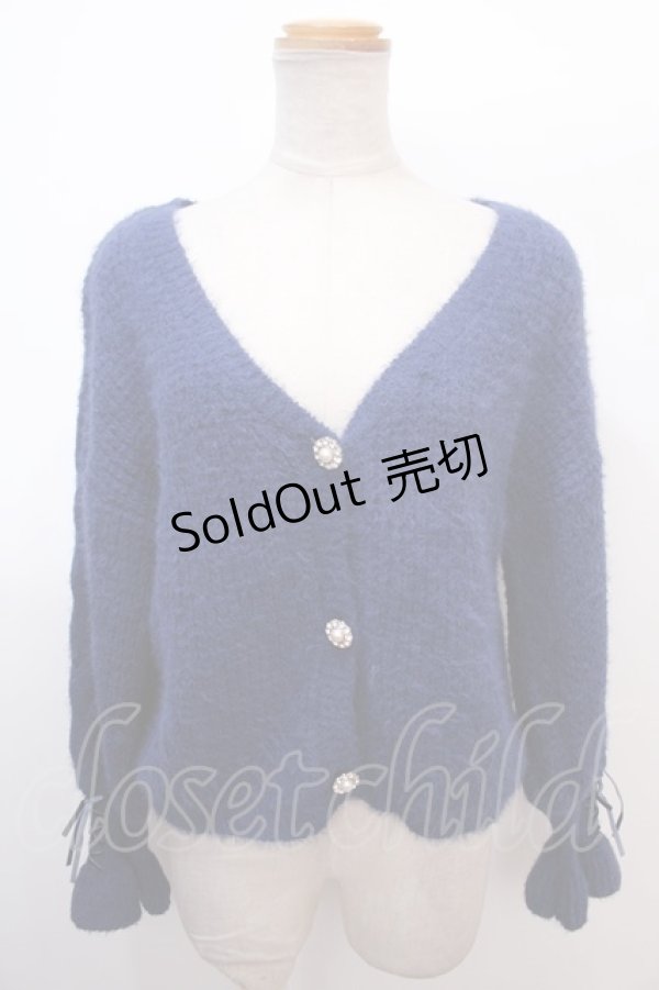 画像1: 【SALE】axes femme POETIQUE / ビジューボタン使いカーディガン M 紺 Y-25-02-03-021-AX-TO-SZ-ZT306 (1)