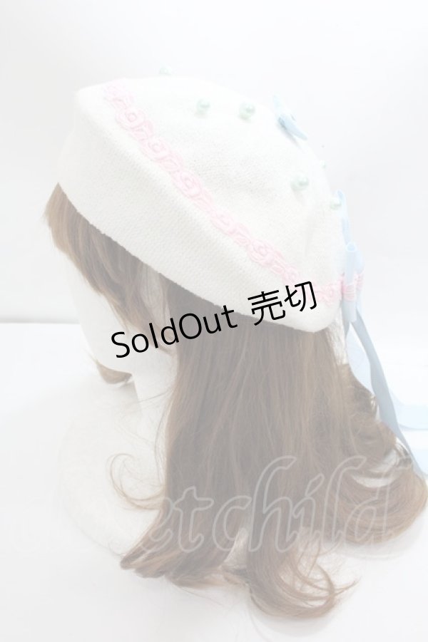 画像2: Angelic Pretty / Rosy Ribbonベレー  アイボリー Y-25-02-03-004-AP-AC-SZ-ZY (2)