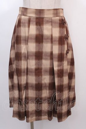 画像: axes femme POETIQUE / チャイナボタンチェックプリーツスカート M キャメル Y-25-02-05-048-AX-SK-SZ-ZI