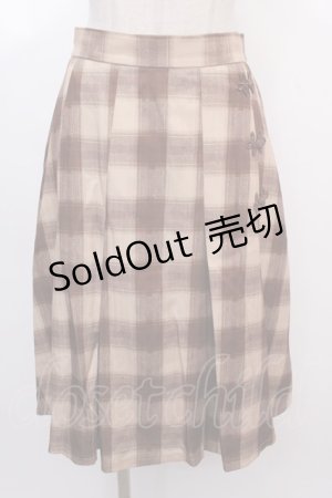 画像: axes femme POETIQUE / チャイナボタンチェックプリーツスカート M キャメル Y-25-02-05-048-AX-SK-SZ-ZT175