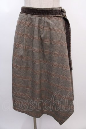 画像: axes femme / チェック柄バッスル風スカート F 茶 Y-25-02-05-050-AX-SK-SZ-ZT284