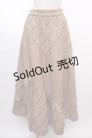 画像: axes femme / チェック柄エスカルゴスカート  ベージュ Y-25-02-05-012-AX-SK-SZ-ZT252