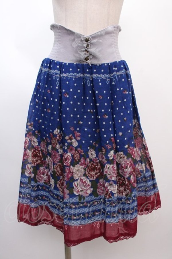 画像1: axes femme / 薔薇ドットスカート  紺 Y-25-02-05-013-AX-SK-SZ-ZI (1)