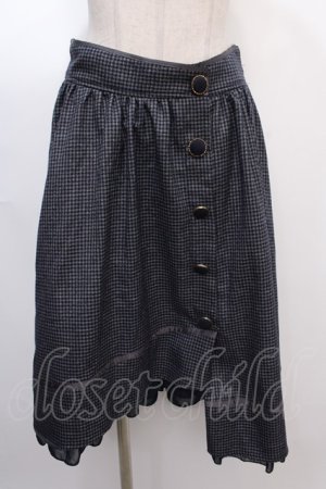 画像: axes femme POETIQUE / 千鳥格子ボタンスカート M 紺 Y-25-02-05-033-AX-SK-SZ-ZT362