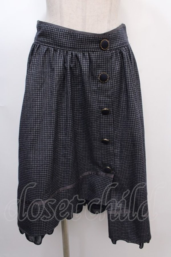 画像1: axes femme POETIQUE / 千鳥格子ボタンスカート M 紺 Y-25-02-05-033-AX-SK-SZ-ZT362 (1)