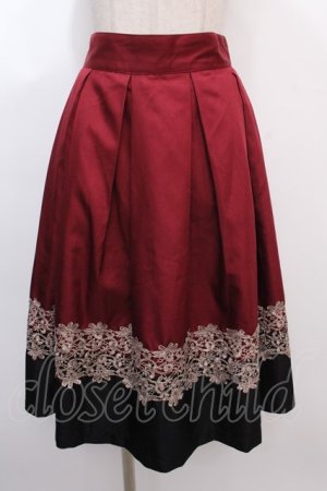 画像: axes femme / バイカラーレース使いスカート M ワイン Y-25-02-05-036-AX-SK-SZ-ZT139