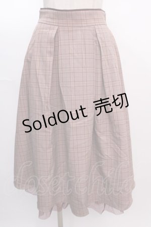 画像: axes femme / チェック柄バッスル風スカート  ベージュ Y-25-02-05-043-AX-SK-SZ-ZS