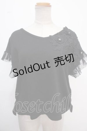 画像: axes femme / 立体花モチーフレースＴシャツ M 黒 Y-25-02-06-124-AX-TS-SZ-OS
