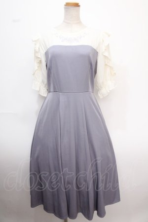 画像: axes femme / ローズ刺繍ドッキングワンピース F ラベンダー Y-25-02-06-185-AX-OP-SZ-OS