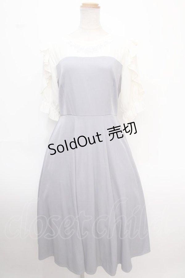 画像1: axes femme / ローズ刺繍ドッキングワンピース F ラベンダー Y-25-02-06-185-AX-OP-SZ-OS (1)