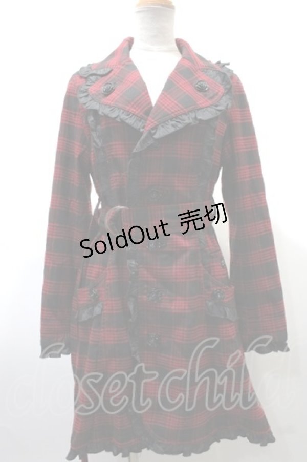 画像1: ALGONQUINS / COATチェックコート  赤 Y-25-02-09-053-AL-TO-AS-ZT-C010 (1)