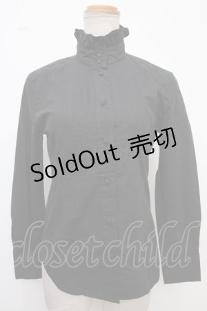 画像: CHOICE /立ち襟フリルブラウス  黒 Y-25-02-09-009-PU-BL-AS-ZY