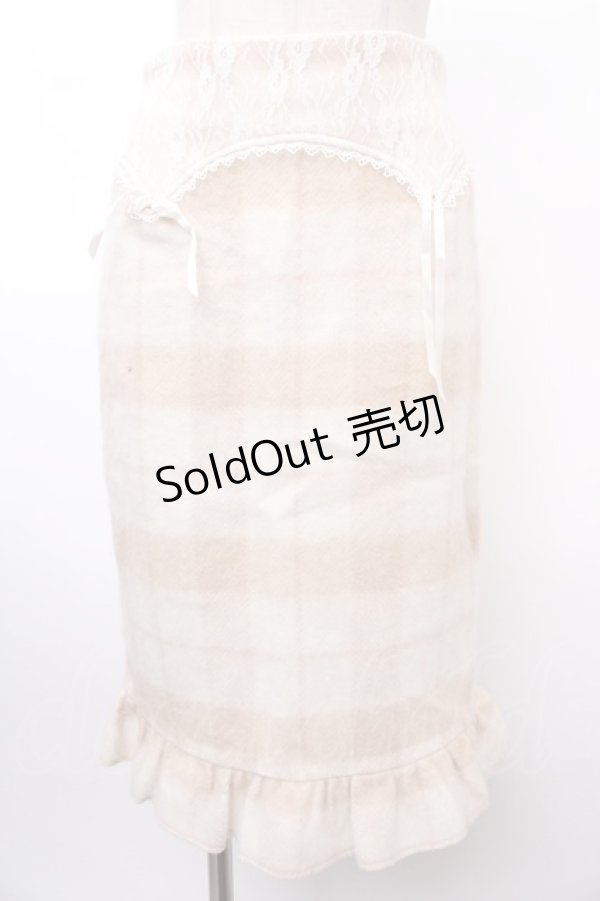 画像1: Swankiss /チェックニットスカート  ベージュ Y-25-02-09-081-CA-SK-AS-ZT270 (1)