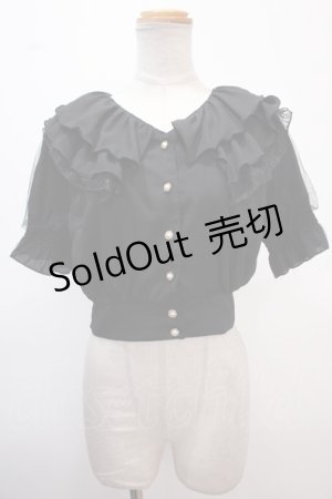 画像: axes femme POETIQUE / フリルデザインクロップドブラウス M 黒 Y-25-02-13-067-AX-BL-SZ-ZI
