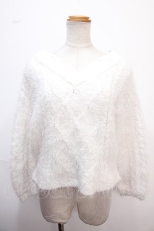 画像: axes femme POETIQUE / フェザーニットトップス M 白 Y-25-02-13-105-AX-TO-SZ-ZT312