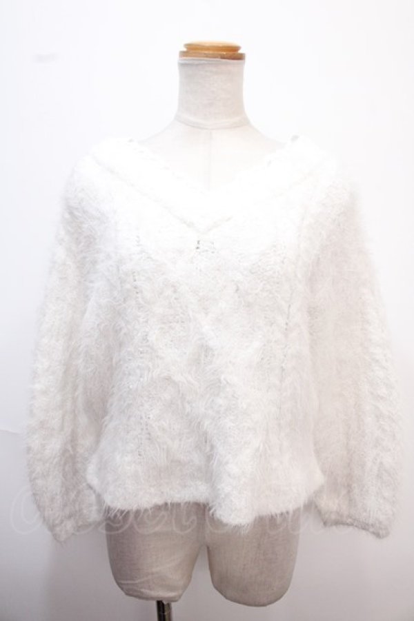 画像1: axes femme POETIQUE / フェザーニットトップス M 白 Y-25-02-13-105-AX-TO-SZ-ZT312 (1)