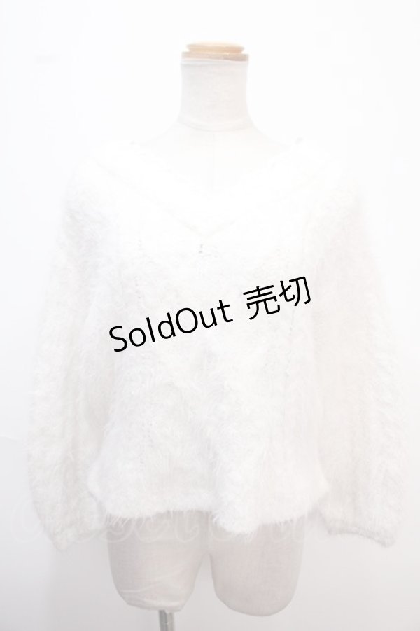 画像1: axes femme POETIQUE / フェザーニットトップス M 白 Y-25-02-13-105-AX-TO-SZ-ZT312 (1)
