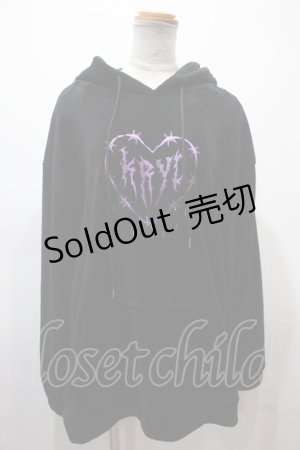 画像: KRY CLOTHING / 「歪み」クマ耳ライトボアBIGパーカー ワンサイズ ブラック×パープル Y-25-02-13-125-EL-JA-SZ-ZT095