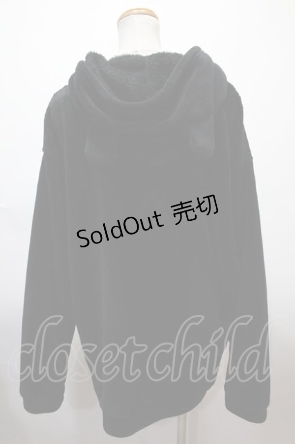 画像2: KRY CLOTHING / 「歪み」クマ耳ライトボアBIGパーカー ワンサイズ ブラック×パープル Y-25-02-13-125-EL-JA-SZ-ZT095 (2)