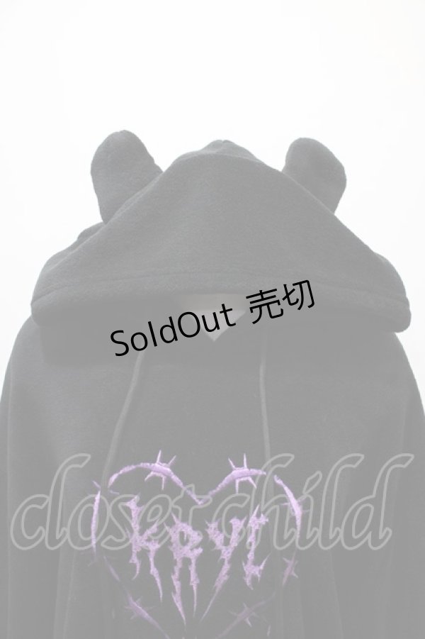 画像3: KRY CLOTHING / 「歪み」クマ耳ライトボアBIGパーカー ワンサイズ ブラック×パープル Y-25-02-13-125-EL-JA-SZ-ZT095 (3)