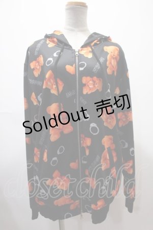 画像: Wrouge / Confined Bear 総柄パーカー  黒 Y-25-02-13-126-PU-TO-SZ-ZY