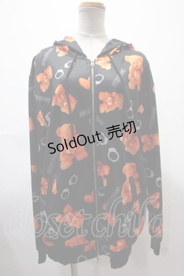 画像1: Wrouge / Confined Bear 総柄パーカー  黒 Y-25-02-13-126-PU-TO-SZ-ZY (1)