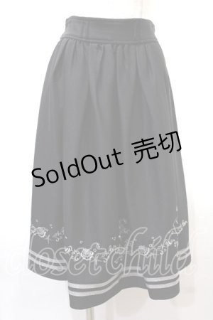 画像: axes femme POETIQUE / アクアマリン透かし刺繍スカート M 黒 Y-25-02-13-160-AX-SK-SZ-ZY