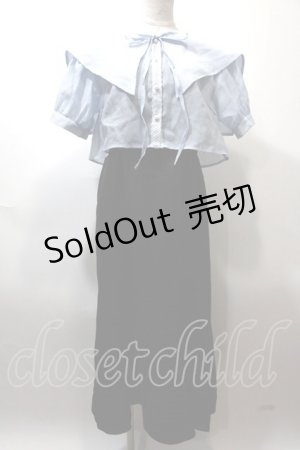 画像: axes femme POETIQUE / シアーブラウスセットワンピース  黒×サックス Y-25-02-13-193-AX-OP-SZ-OS