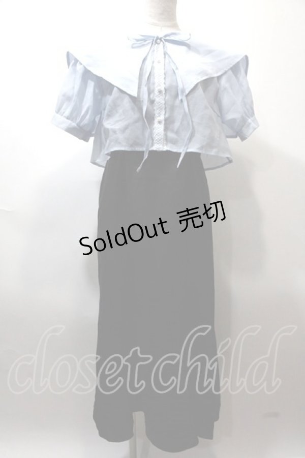 画像1: axes femme POETIQUE / シアーブラウスセットワンピース  黒×サックス Y-25-02-13-193-AX-OP-SZ-OS (1)
