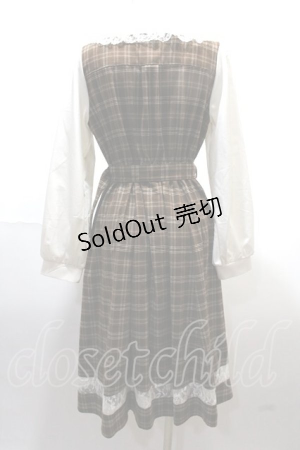 画像2: axes femme POETIQUE / レイヤードデザインワンピース  茶 Y-25-02-13-206-AX-OP-SZ-ZT313 (2)