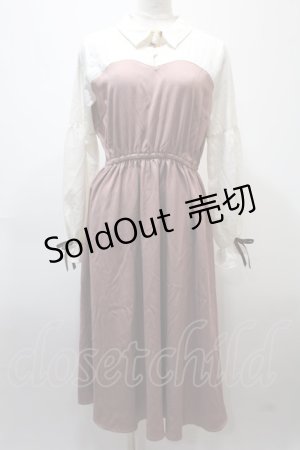 画像: axes femme / チェックビスチェ切り替えワンピース  ピンク Y-25-02-13-208-AX-OP-SZ-ZI